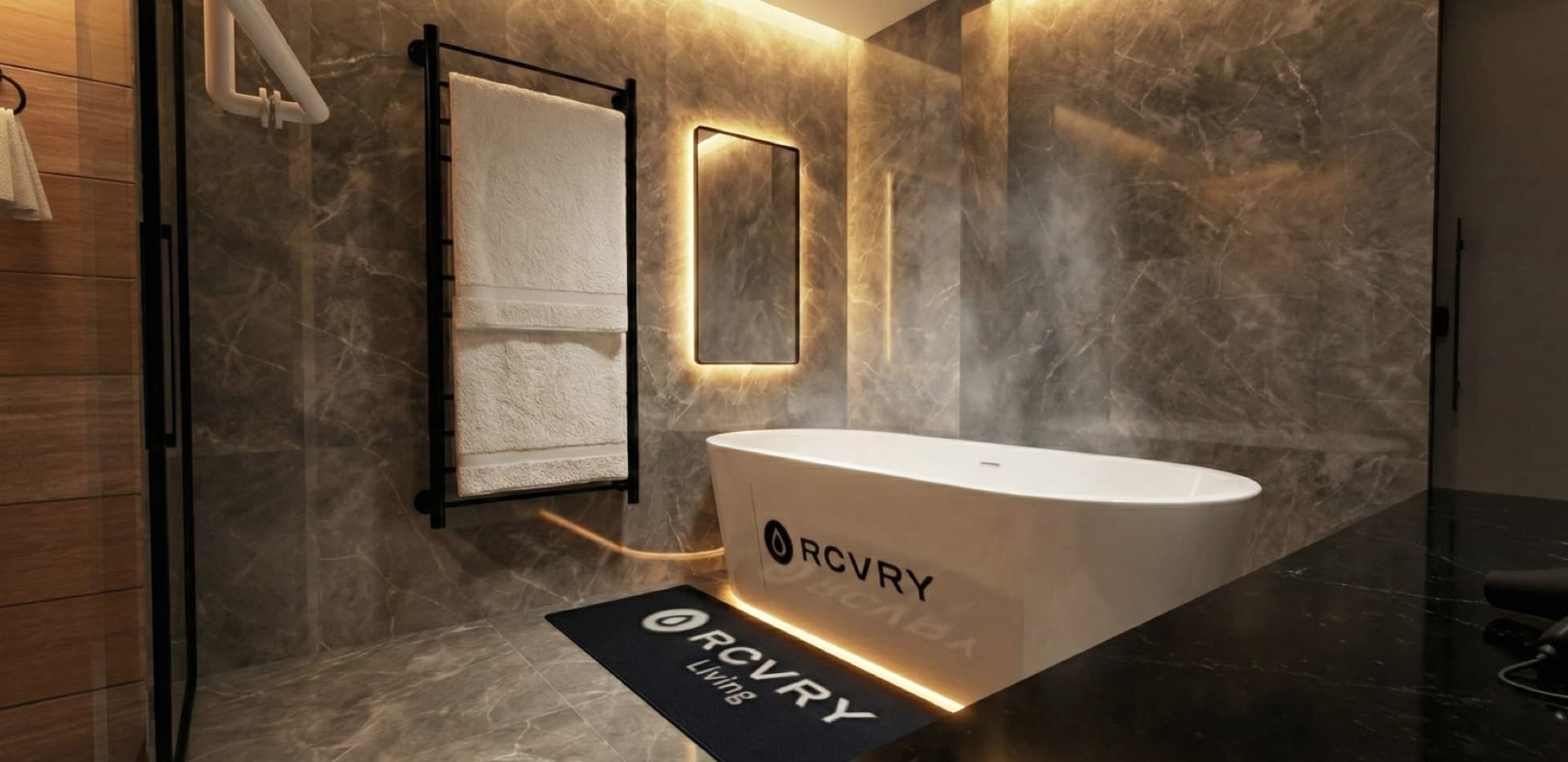 Ambiente de spa de luxo RCVRY Living